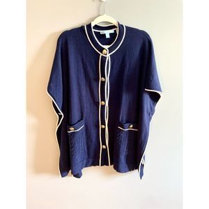 Draper James Navy and White Poncho
